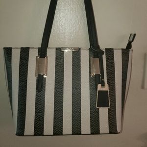 Cream and Charcoal Structured ALDO Tote